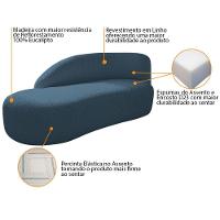 Kit Divã Luna 185cm Lado Esquerdo E 02 Poltronas Base De Ferro Dourado Linho Cor Azul Royal - 5