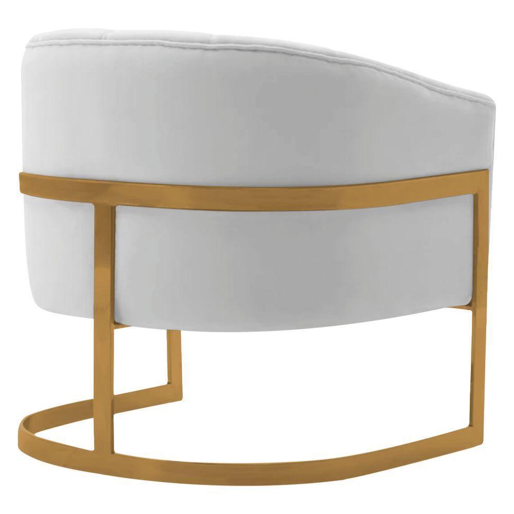 Kit 2 Poltronas Decorativas Sala De Estar Recepção Mavie Base De Ferro Dourado Suede - Amarena Móveis Cor Branco - 8