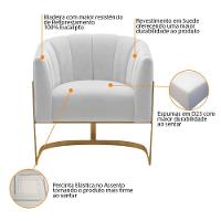 Kit 2 Poltronas Decorativas Sala De Estar Recepção Mavie Base De Ferro Dourado Suede - Amarena Móveis Cor Branco - 5