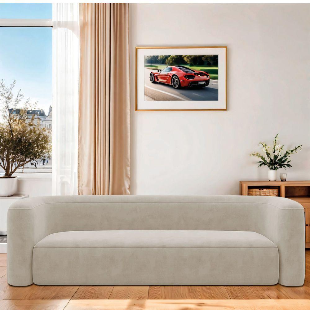 Sofá 3 Lugares 200cm Orgânico Luxo Recepção Melina Linho Amarena Moveis Cinza - 5