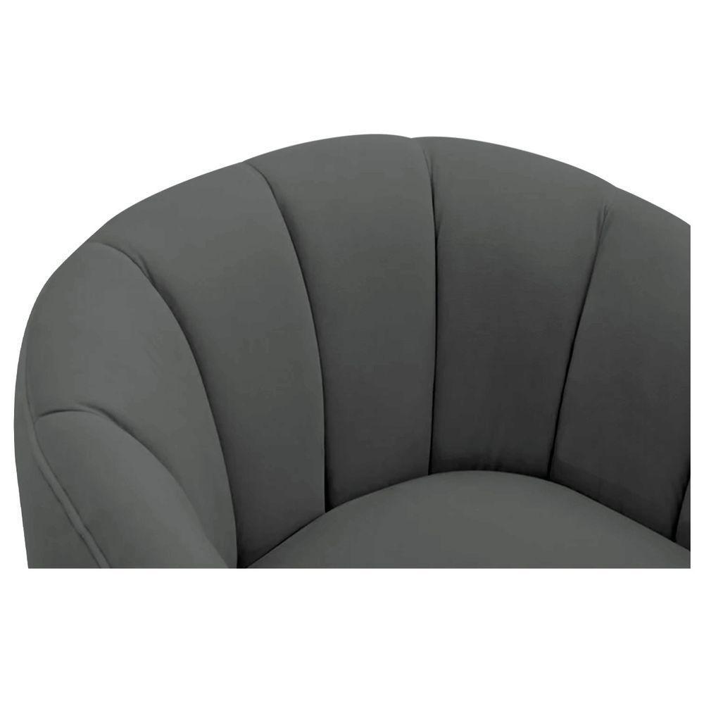 Poltrona Decorativa Sala De Estar Recepção Mavie Base De Ferro Preto Suede - Amarena Móveis Cor Cinza Escuro - 5