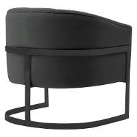 Poltrona Decorativa Sala De Estar Recepção Mavie Base De Ferro Preto Suede - Amarena Móveis Cor Cinza Escuro - 2