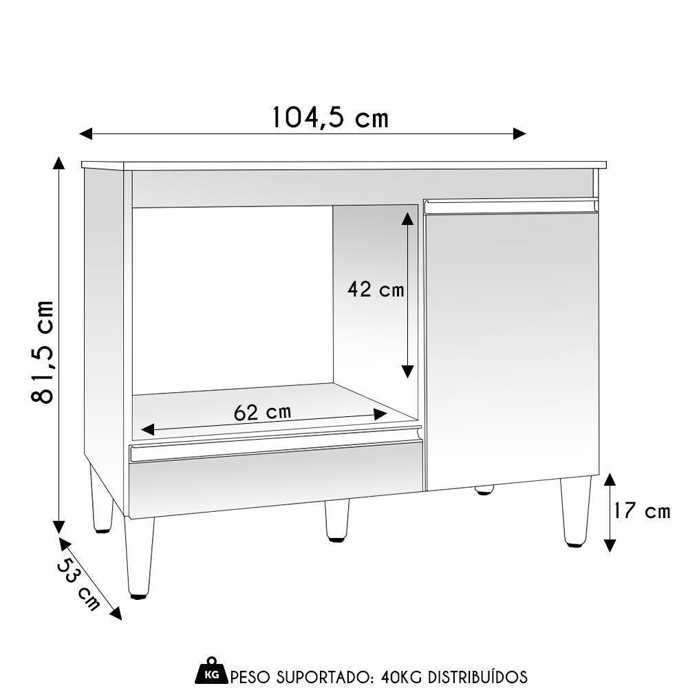 Balcão De Cozinha Para Cooktop E Forno Microondas Carla Cinza - Ajl Móveis - 4