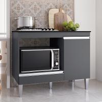 Balcão De Cozinha Para Cooktop E Forno Microondas Carla Cinza - Ajl Móveis - 2