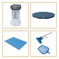 Kit Filtro 2.006 Litros-hora 110v + Capa 366 Estrutural + Forro E Kit Limpeza Intex - 2