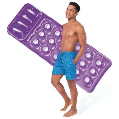 Colchão Bronzeador Inflável Caribe Porta Copos 58890 Intex Roxo