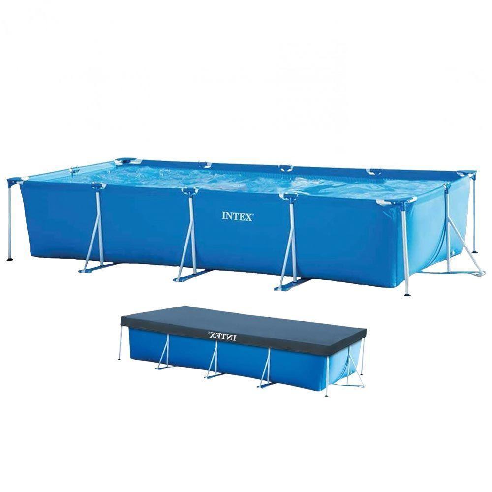 Piscina Estrutural Retangular 7.127 Litros Com Capa Pvc Armação Intex - 1