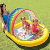 Piscina Inflável Infantil Com Jatos Arco Iris 84 Litros Intex - 2