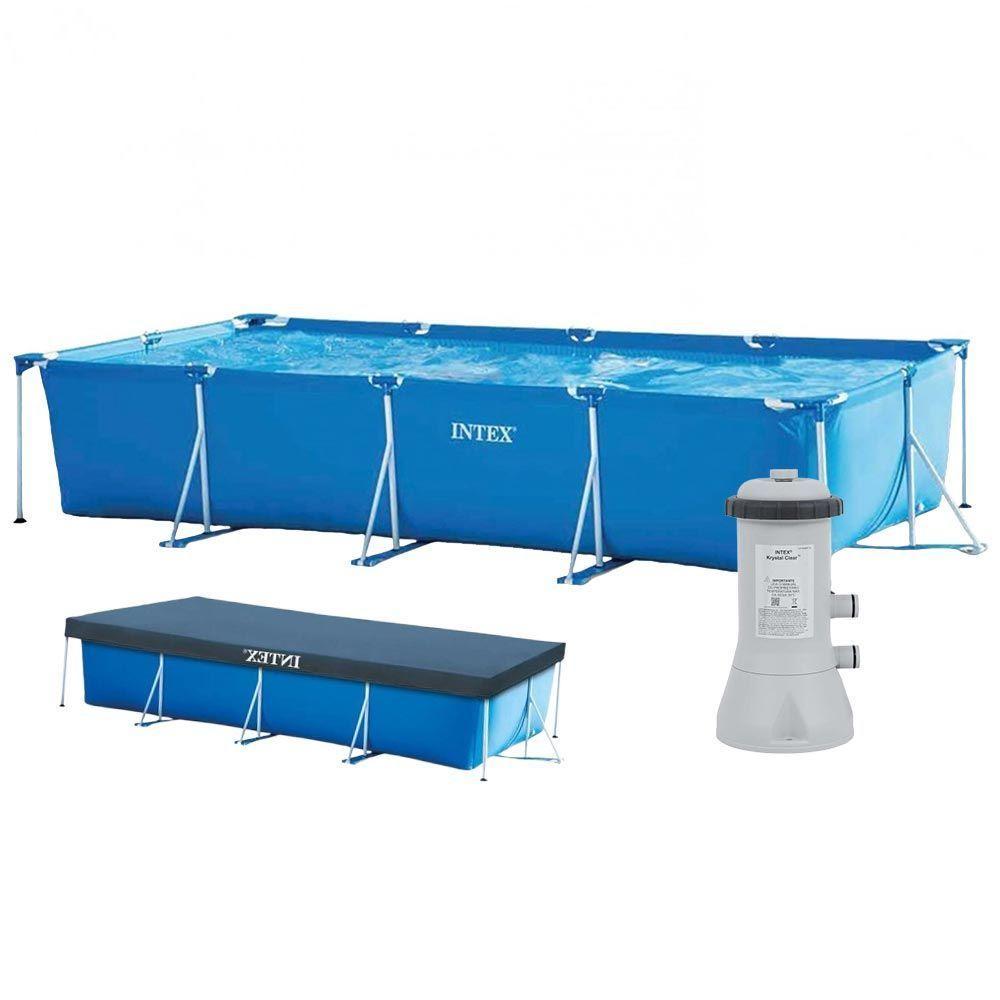 Piscina Estrutural Retangular 7.127 Litros Com Filtro 110v + Capa Pvc Armação Intex - 1
