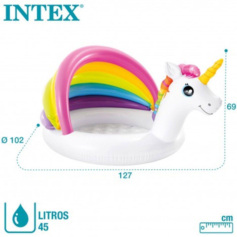 Piscina Inflável Infantil Unicórnio Cobertura Arco-íris 45 Litros Intex - 3