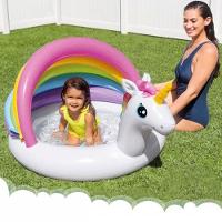 Piscina Inflável Infantil Unicórnio Cobertura Arco-íris 45 Litros Intex - 2