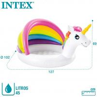Piscina Inflável Infantil Unicórnio Cobertura Arco-íris 45 Litros Intex - 3