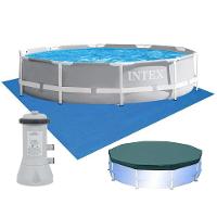 Piscina Estrutural Armação 6.503 Litros Prism Com Filtro 110v Capa E Forro Intex - 1