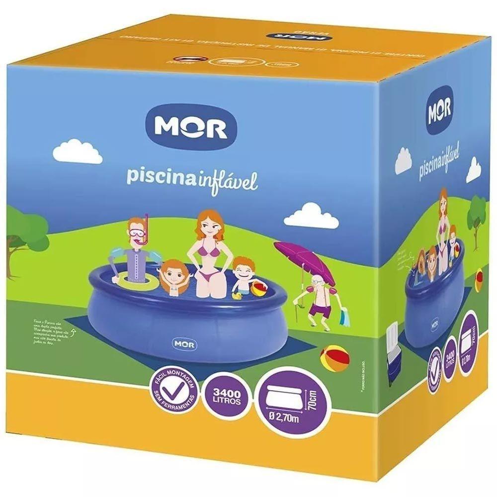 Piscina Inflável 3.400 Litros Circular 270cm Pvc Com Bomba Filtro Capa Azul Mor 220v - 6