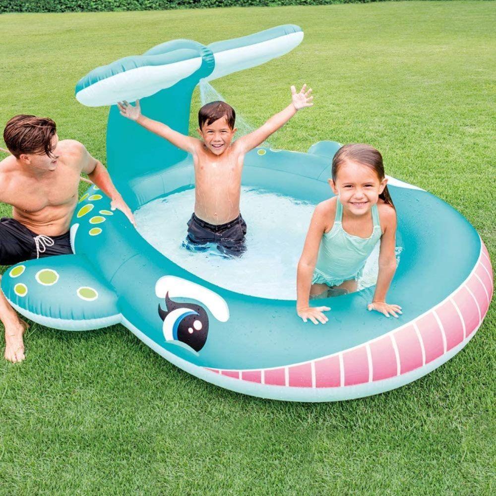 Piscina Inflável Infantil Spray Baleia Gigante 200 Litros Intex - 4