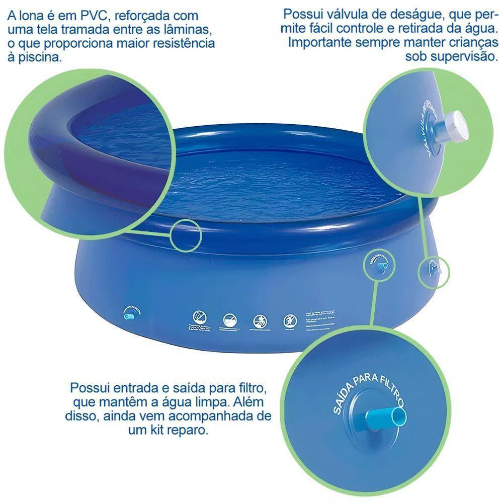 Piscina Inflável 3.400 Litros Circular 270cm Pvc Com Bomba Filtro Azul Mor 110v - 3