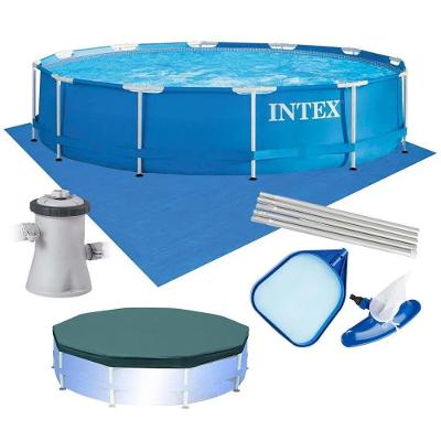 Piscina Estrutural Armação 4.485 Litros Azul Capa Bomba Filtrante 110v Forro Kit Limpeza Intex