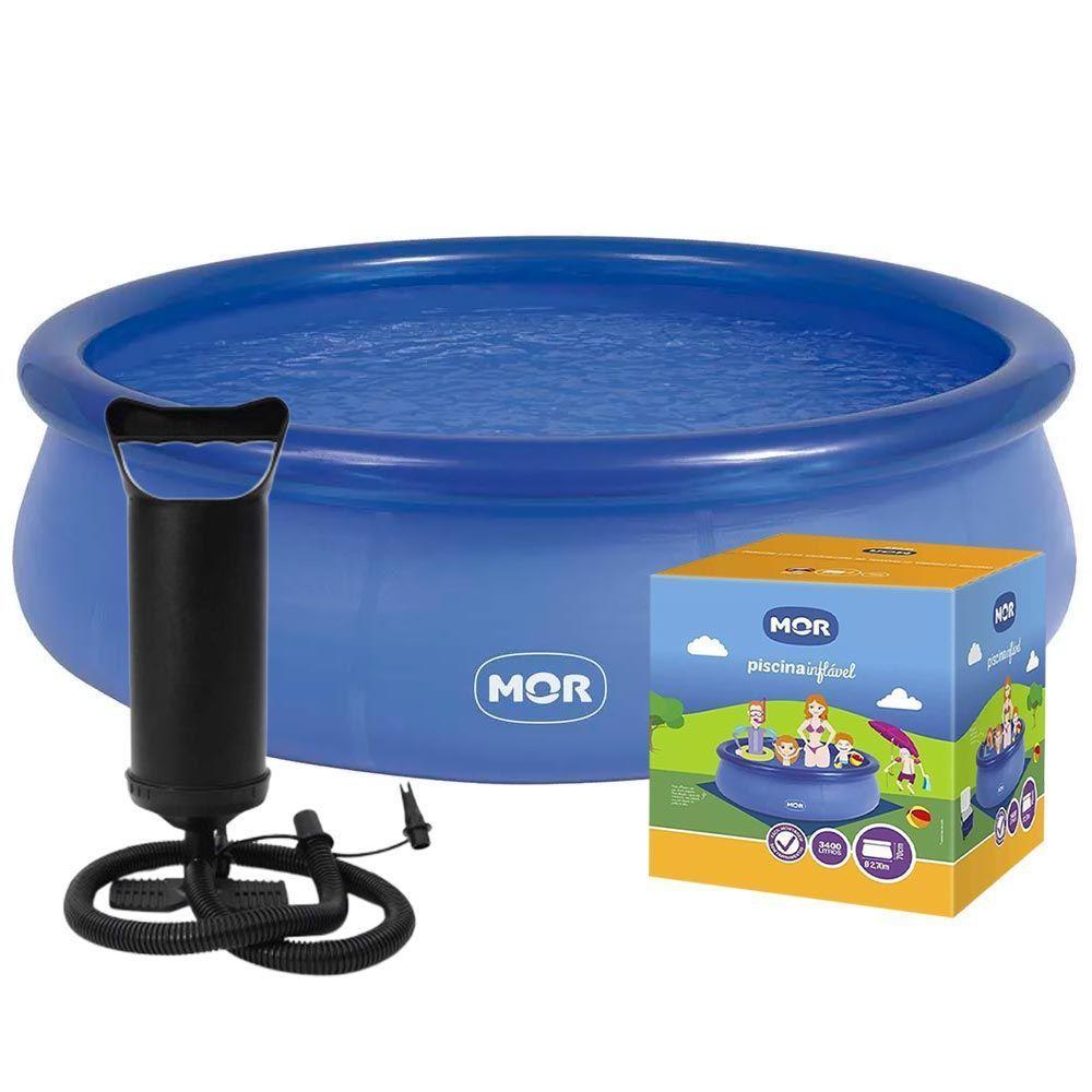Piscina Inflável 3.400 Litros Circular 270cm Pvc Com Bomba Manual Azul Mor - 1