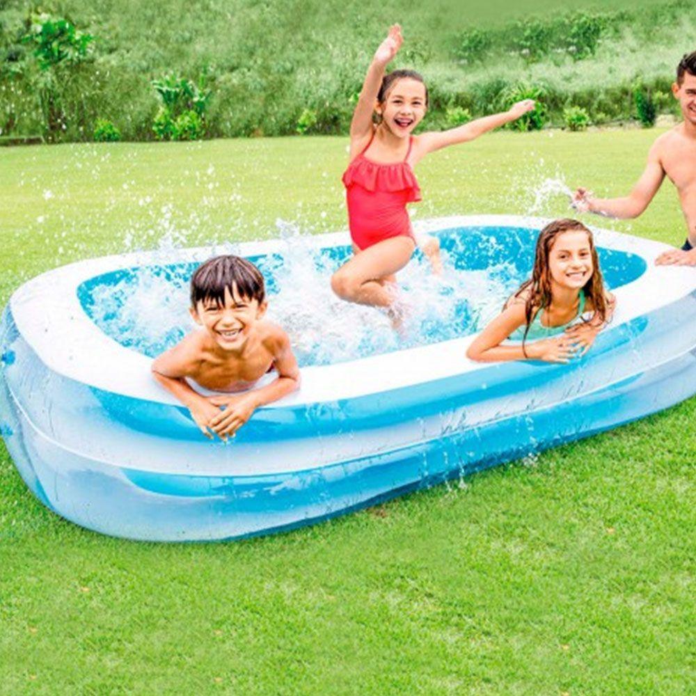 Piscina Inflável Retangular Familiar Azul Celeste 770 Litros Intex - 2