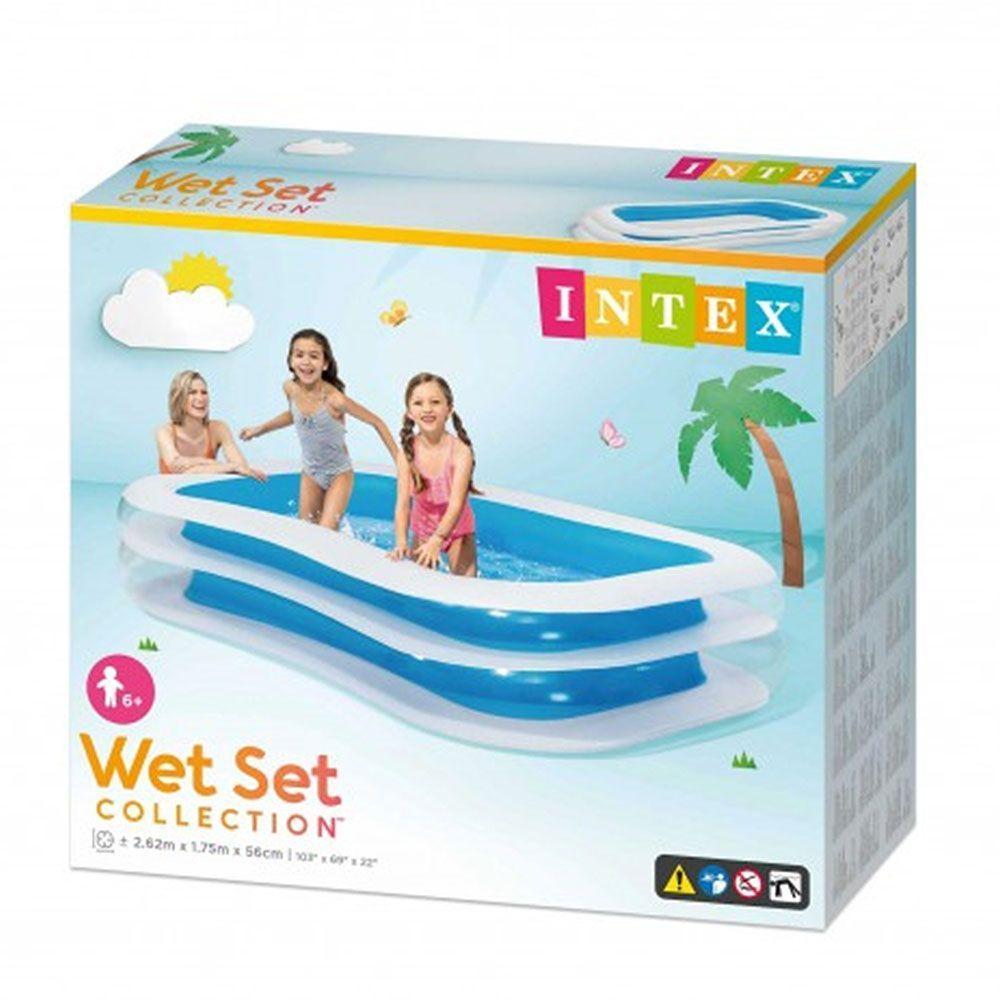 Piscina Inflável Retangular Familiar Azul Celeste 770 Litros Intex - 4