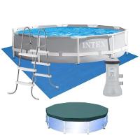 Piscina Estrutural Prism 8.592 Litros Bomba Filtro 220v Escada Capa E Forro Intex - 1