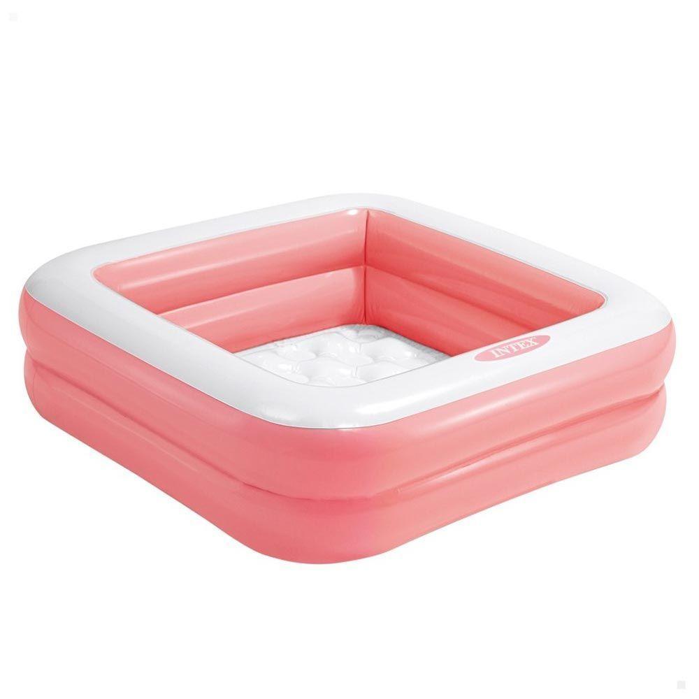 Piscina Inflável Infantil Quadrada Com Base Inflável 57 Litros Rosa Bebê Intex - 1