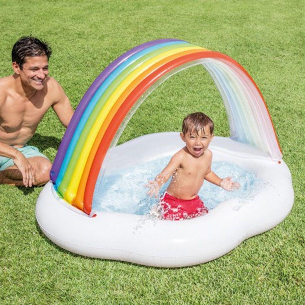 Piscina Inflável Infantil Nuvem Com Cobertura Arco-íris 82 Litros Intex - 2