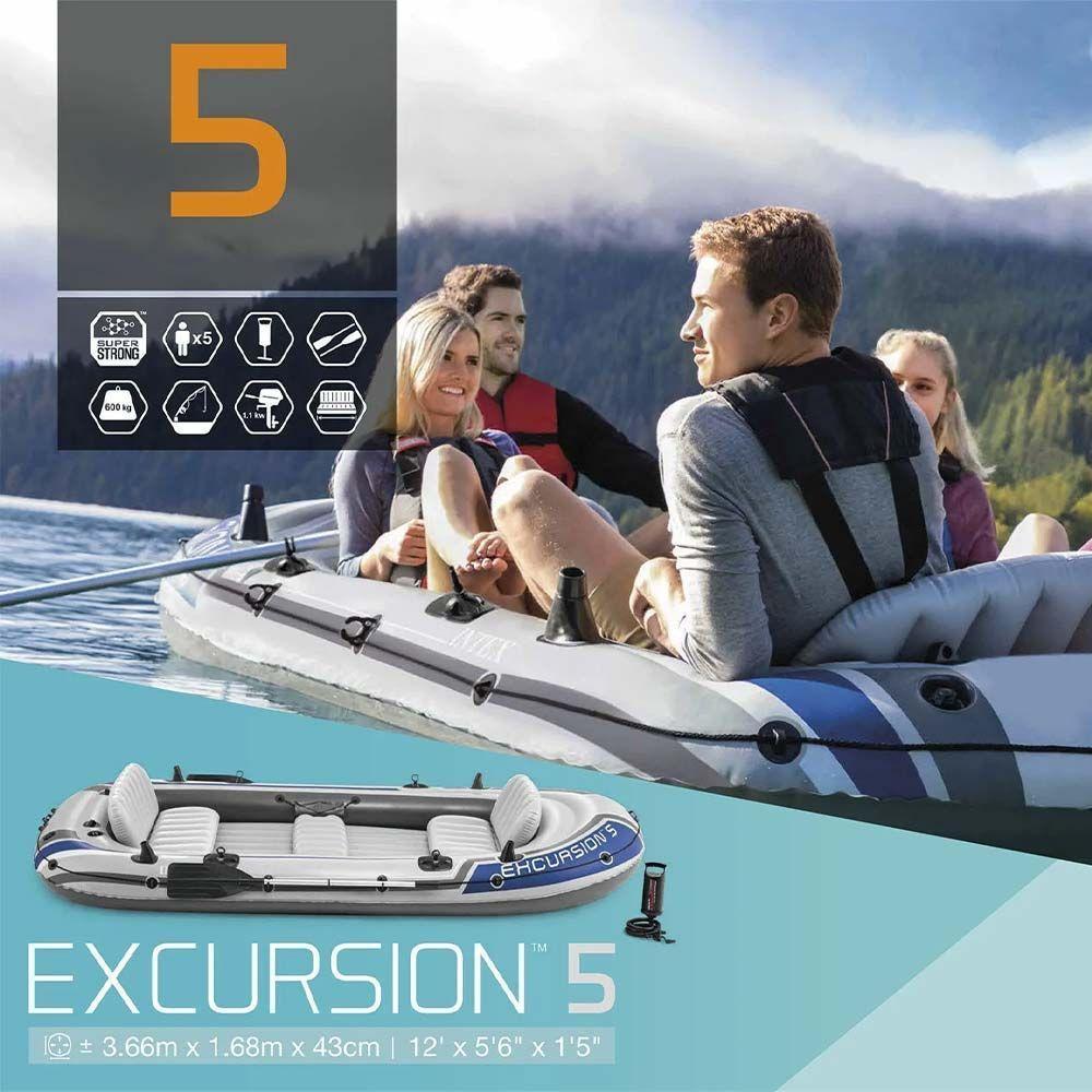 Barco Bote Inflável Excursion 5 - Intex Remos E Bomba - 5