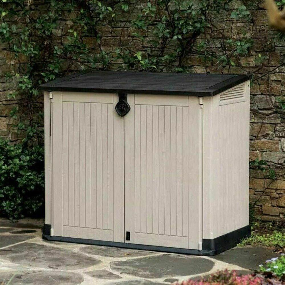 Armário Baú Depósito 880l Multiuso Externo Store Midi Modular Bege E Marrom Keter - 5