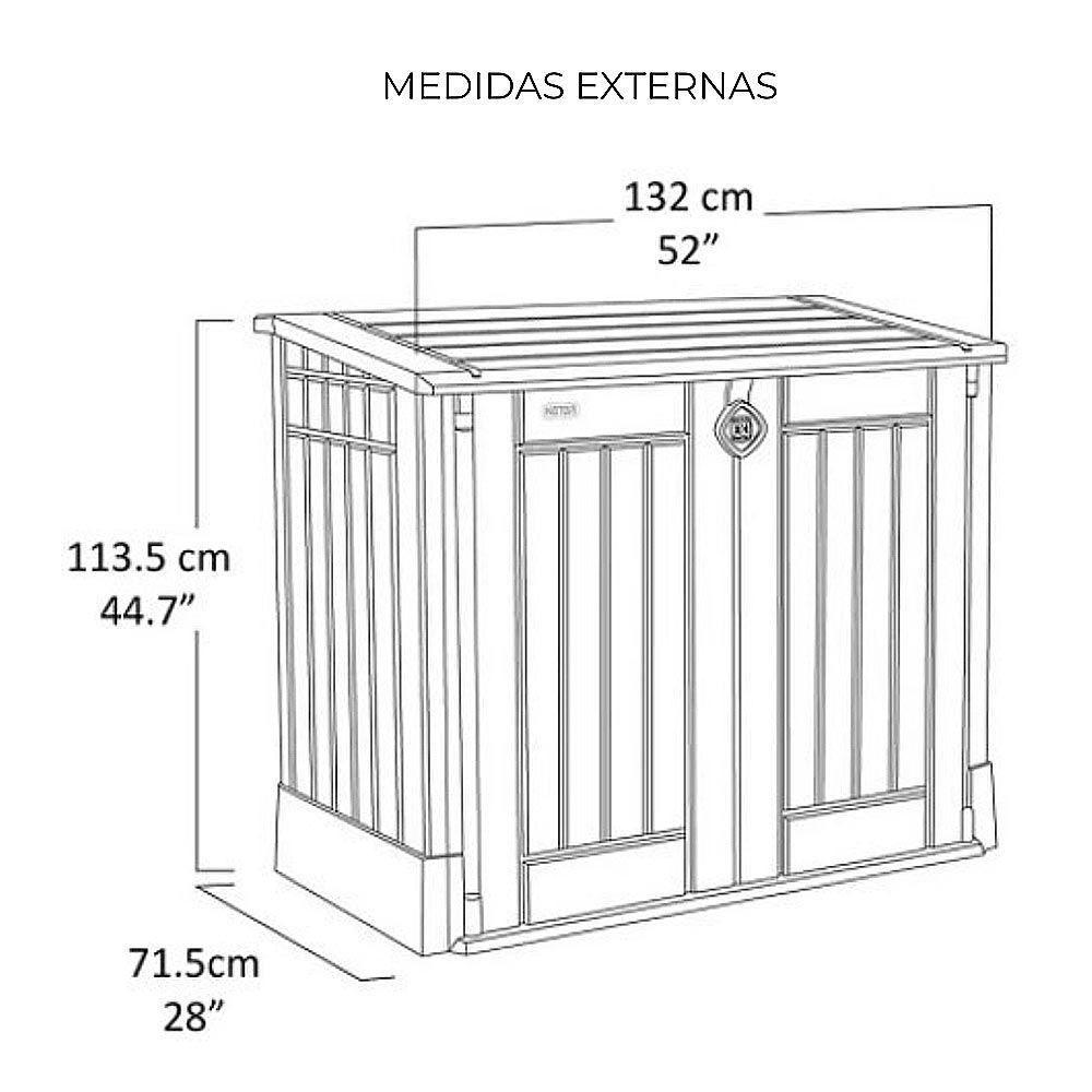 Armário Baú Depósito 880l Multiuso Externo Store Midi Modular Bege E Marrom Keter - 6