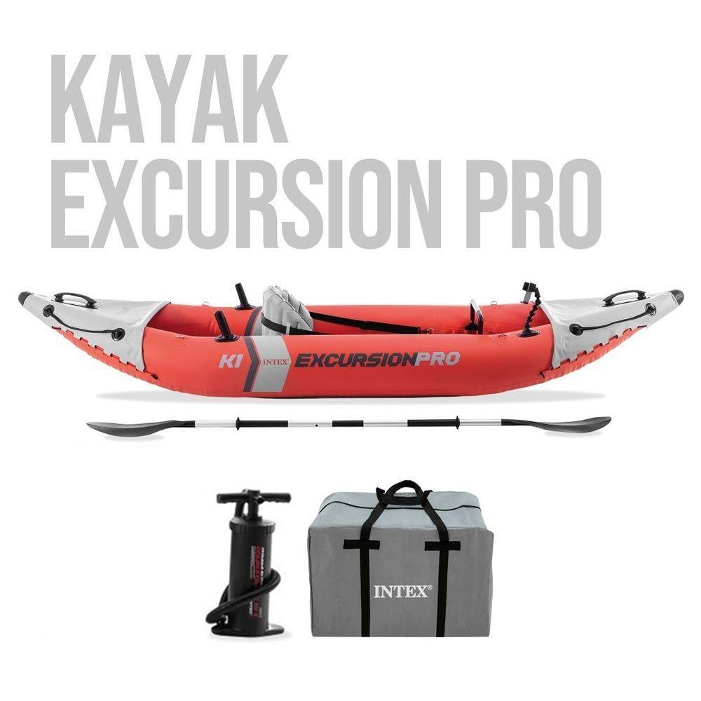 Caiaque Excursion Pro K1 Com Remos E Bomba Vermelho Intex - 3