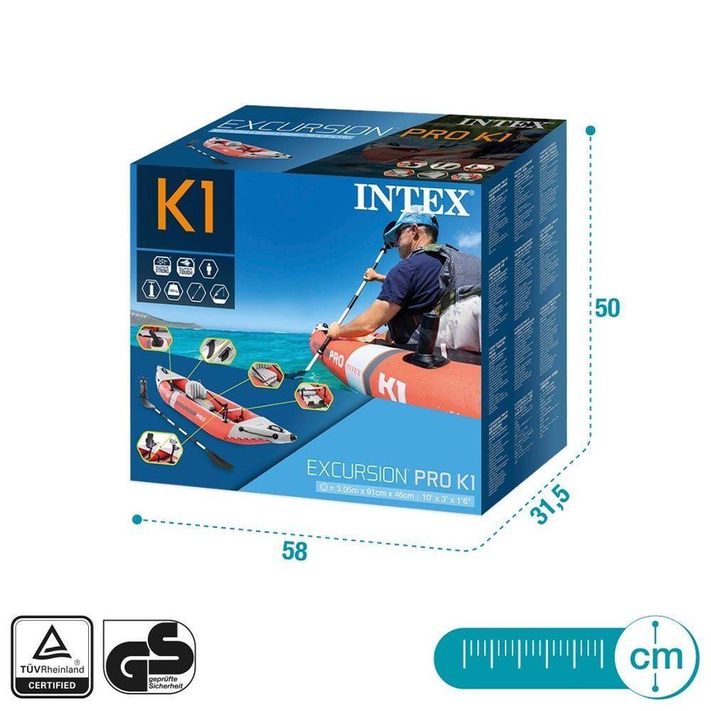 Caiaque Excursion Pro K1 Com Remos E Bomba Vermelho Intex - 6