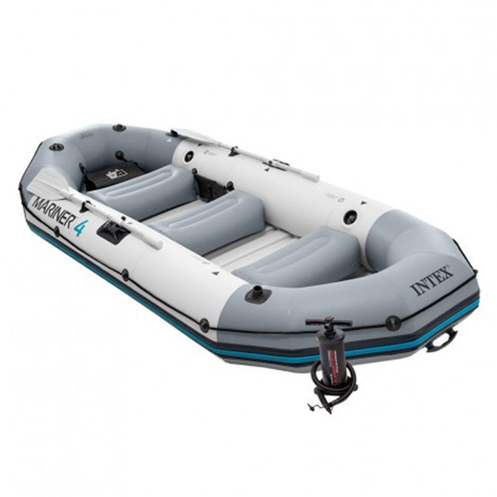Bote Inflável Intex Mariner 4 C- Par Remos Bomba Barco Pesca - 1