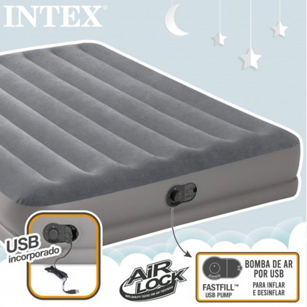 Colchão Inflável Casal Queen Fiber Tech Prestige Com Bomba Usb Intex - 2