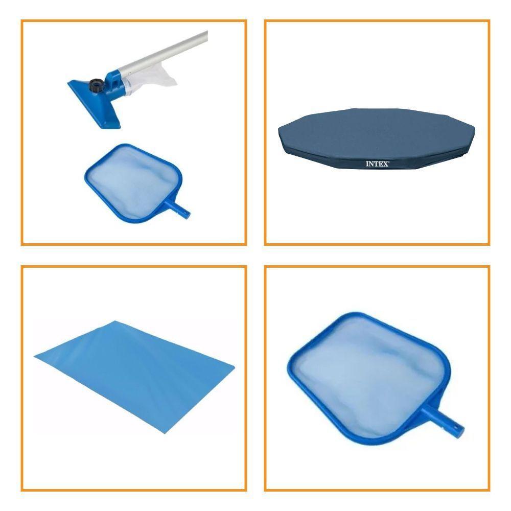 Kit Com Capa 305 Cm Estrutural + Forro E Kit Limpeza Intex - 2