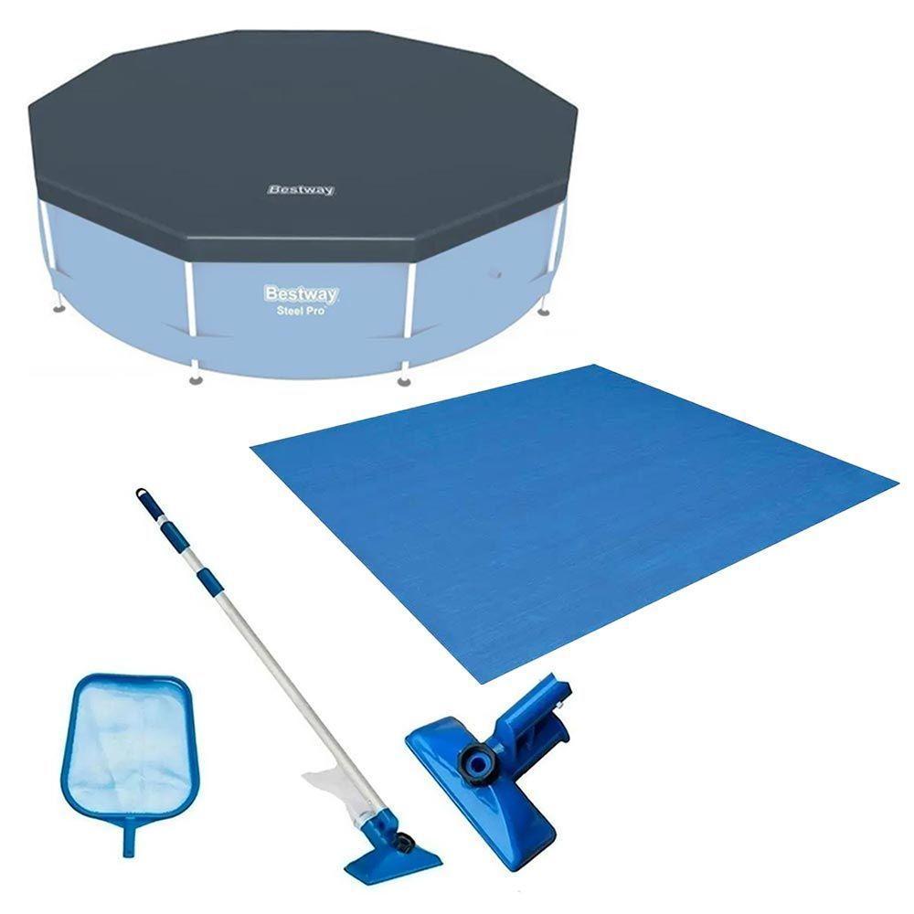 Kit Com Capa 305 Cm Estrutural + Forro E Kit Limpeza Bestway - 1