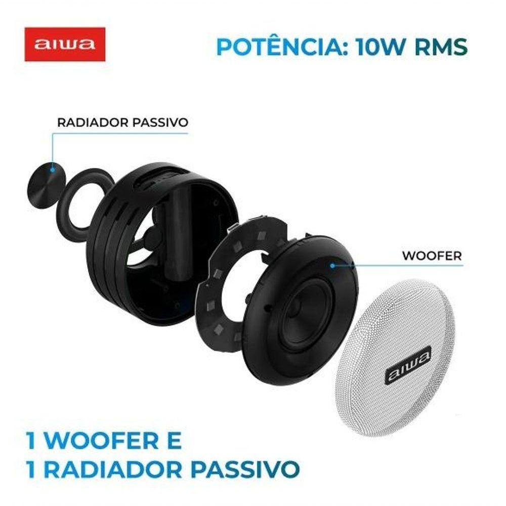 Caixa De Som Speaker Aiwa SP-02 10W BT 16h IP65 RGB USB TWS Preto Bivolt - 2