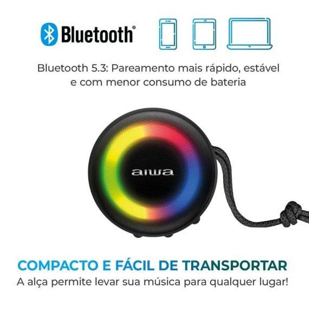 Caixa De Som Speaker Aiwa SP-02 10W BT 16h IP65 RGB USB TWS Preto Bivolt - 6