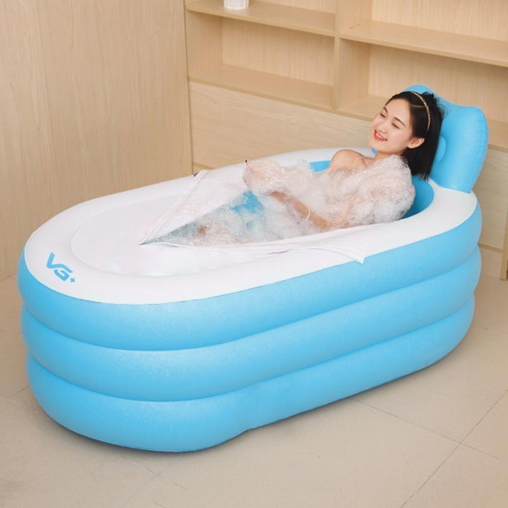 Banheira Inflável Portátil Com Encosto 150l Vg Plus Azul - 4