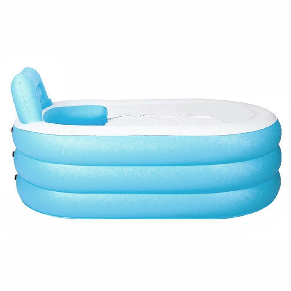 Banheira Inflável Portátil Com Encosto 150l Vg Plus Azul - 5