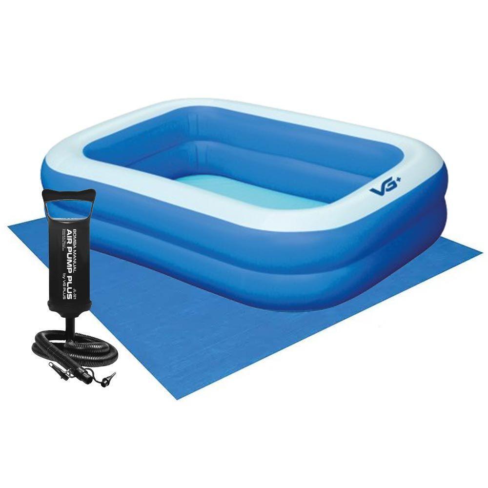 Piscina Inflável Retangular Azul 302 Litros 150 Cm Com Bomba E Forro Pvc Vg+ - 1