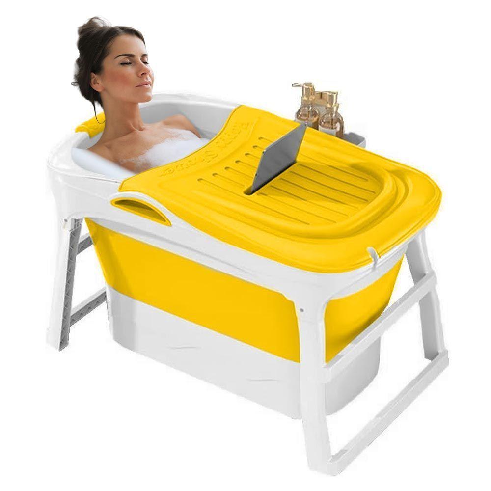 Banheira Ofurô Dobrável Portátil 210 Litros Adulto 112 Cm Vg+ Amarela - 1
