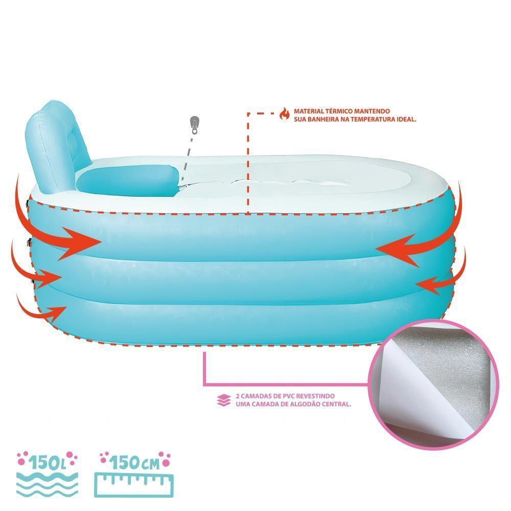 Banheira Inflável Portátil Com Encosto 150l Vg Plus Verde - 5