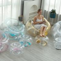 Poltrona Inflável Lazy Lounge Glitter Com Puff Vg Plus Azul