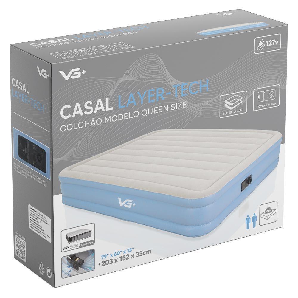 Colchão Inflável Casal Queen Layer Tech Resistente Com Bomba Elétrica Embutida Vg Plus 110v - 6