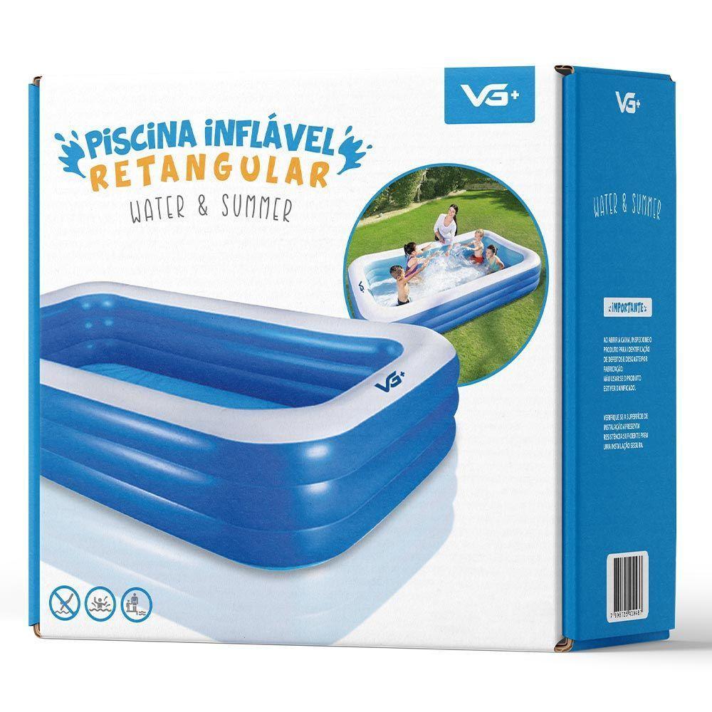 Piscina Inflável Retangular Azul 712 Litros 210 Cm Pvc Com Bomba E Forro Vg+ - 6