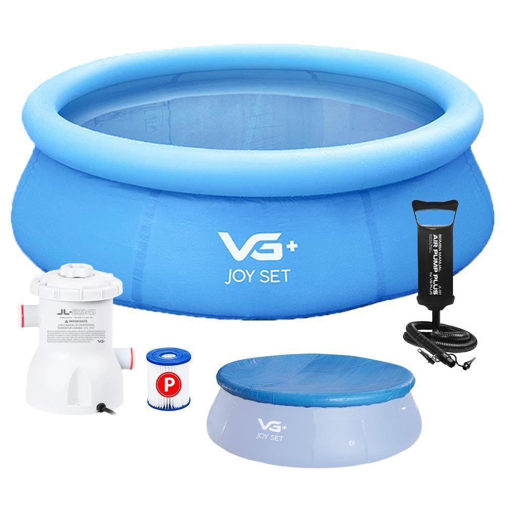 Piscina Inflável Joy Set 2490 L Circular 240 Cm Com Filtro Capa Bomba Vg Plus 220v - 1