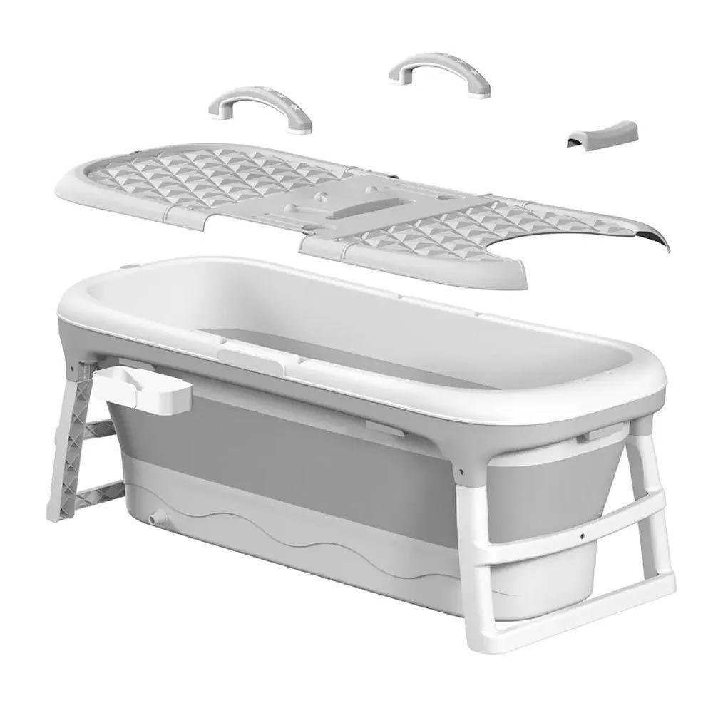 Banheira Ofurô Dobrável Portátil Adulto 117 Cm Cinza Com Suporte Vg Plus - 3