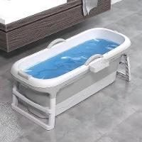 Banheira Ofurô Dobrável Portátil Adulto 117 Cm Cinza Com Suporte Vg Plus - 6