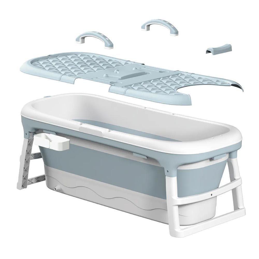 Banheira Ofurô Dobrável Portátil Adulto 117 Cm Azul Com Suporte Vg Plus - 4